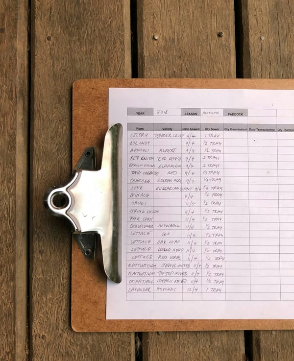 A clipboard holding a printed sheet of numbered lines.